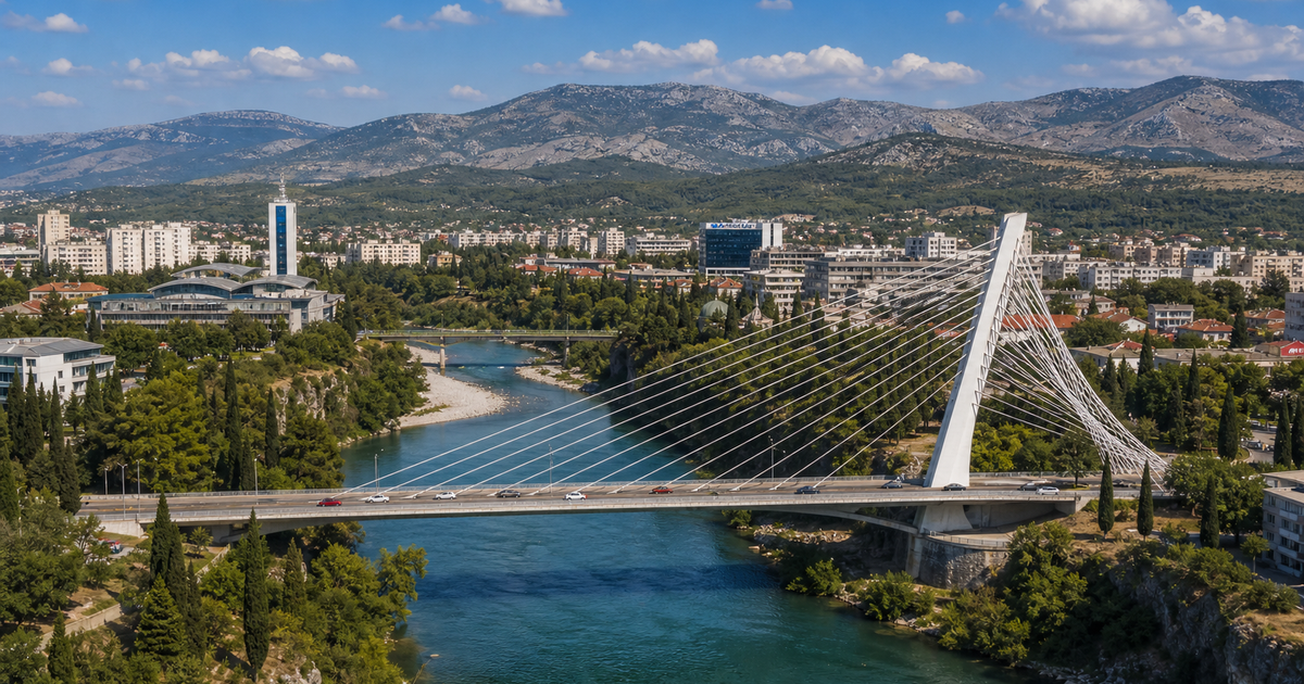 Podgorica city waterfront and skyline