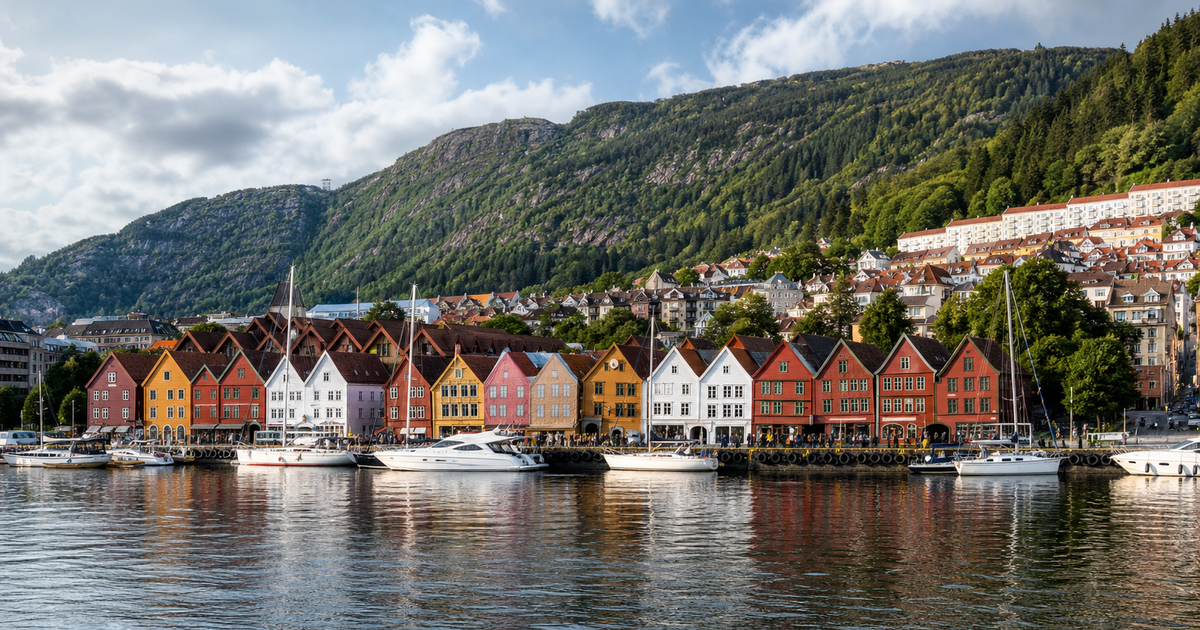 Bergen city waterfront and skyline