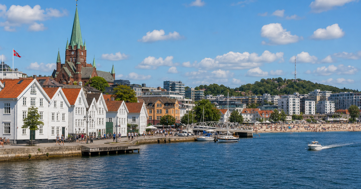 Kristiansand city waterfront and skyline