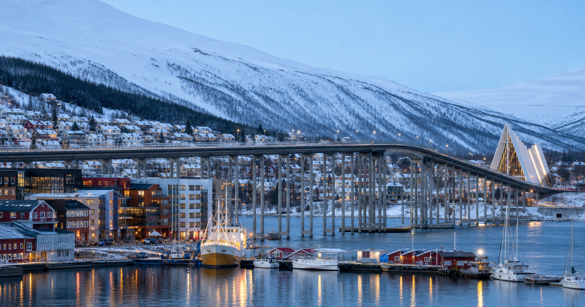 Tromsø city waterfront and skyline