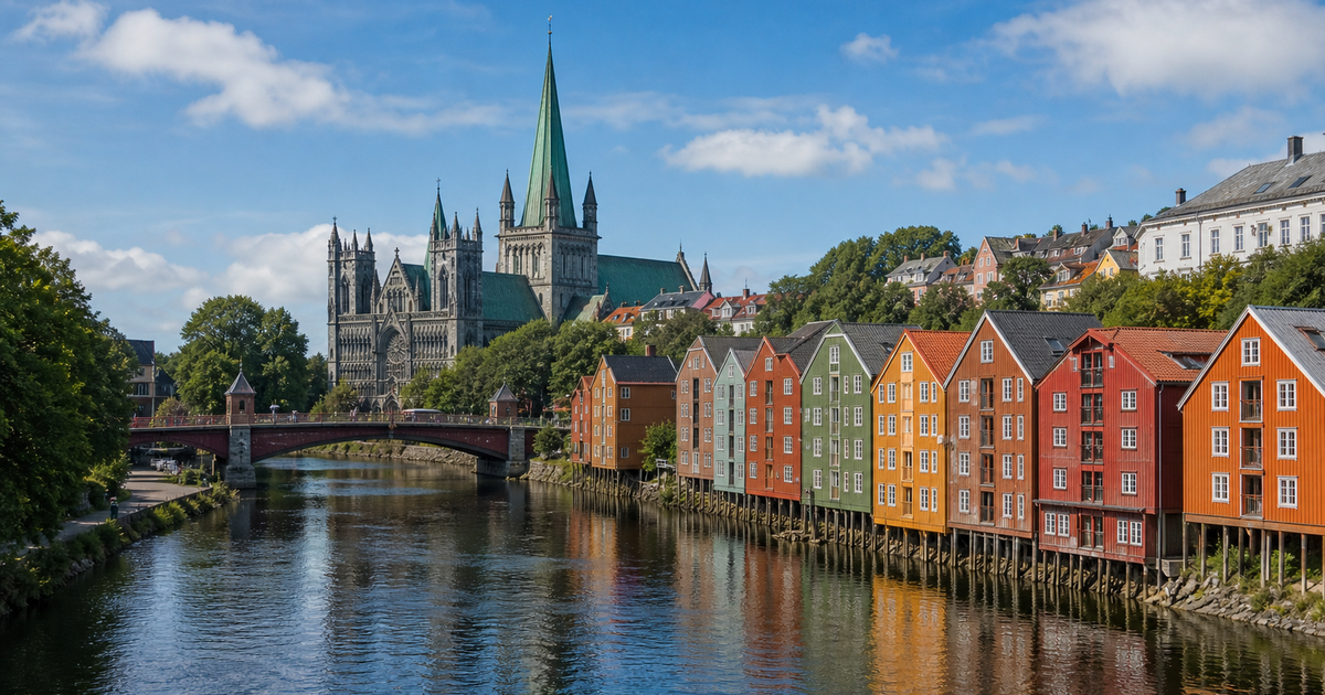 Trondheim city waterfront and skyline