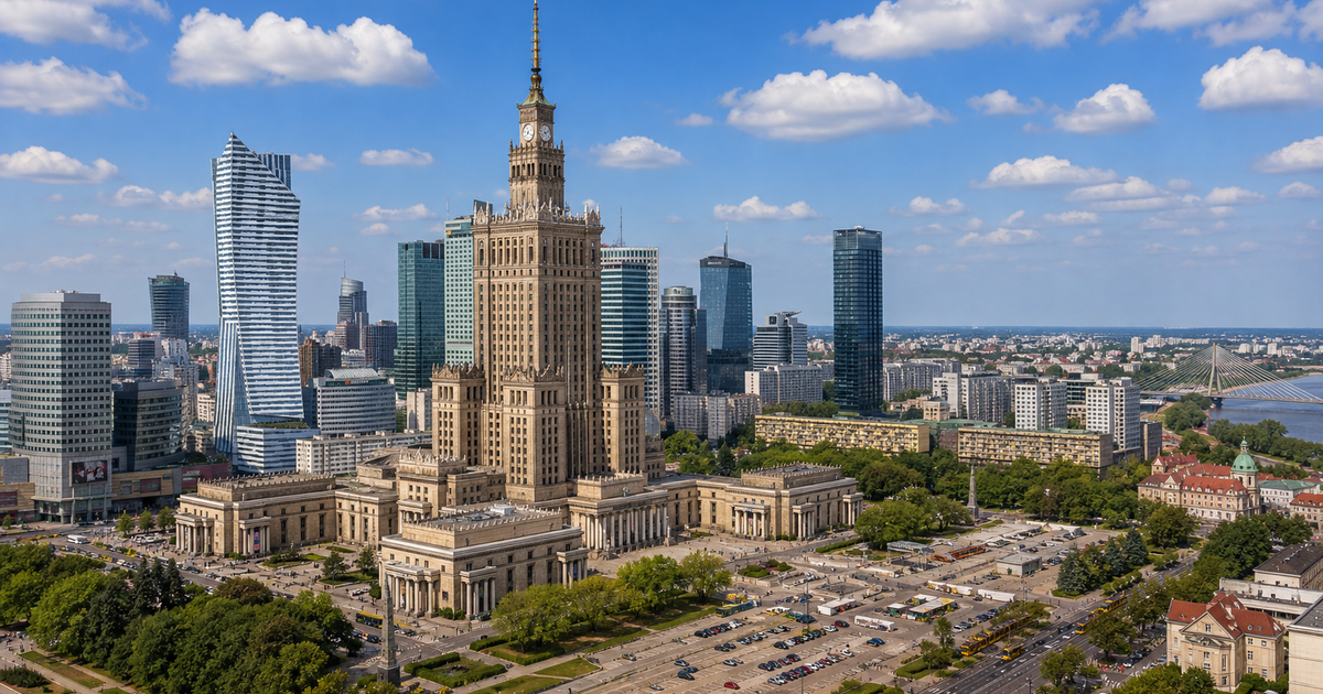 Warsaw city waterfront and skyline