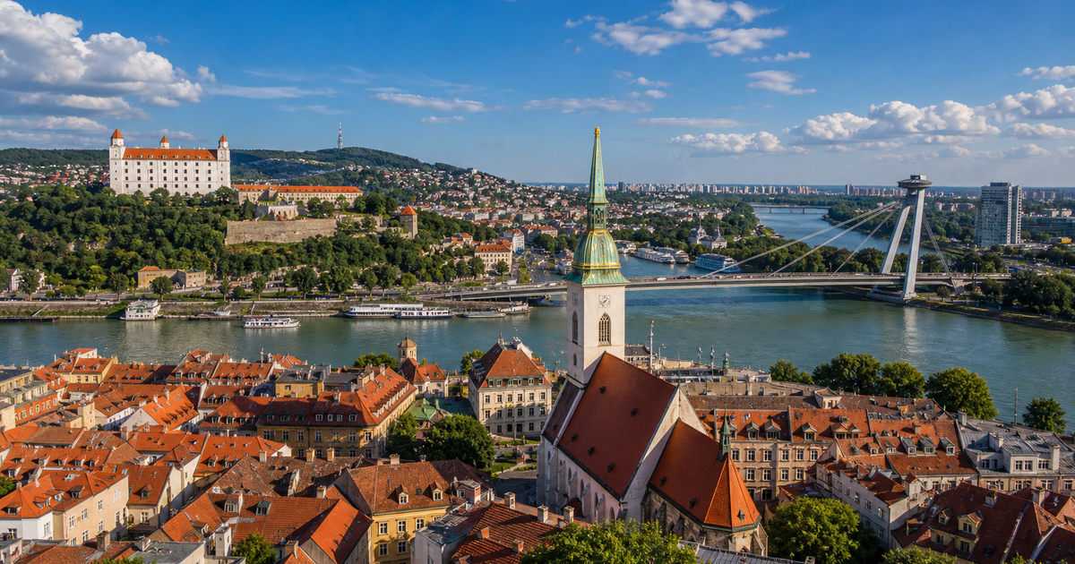 Bratislava city waterfront and skyline