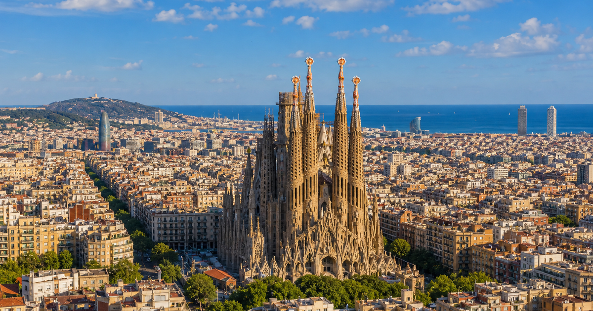 Barcelona city waterfront and skyline
