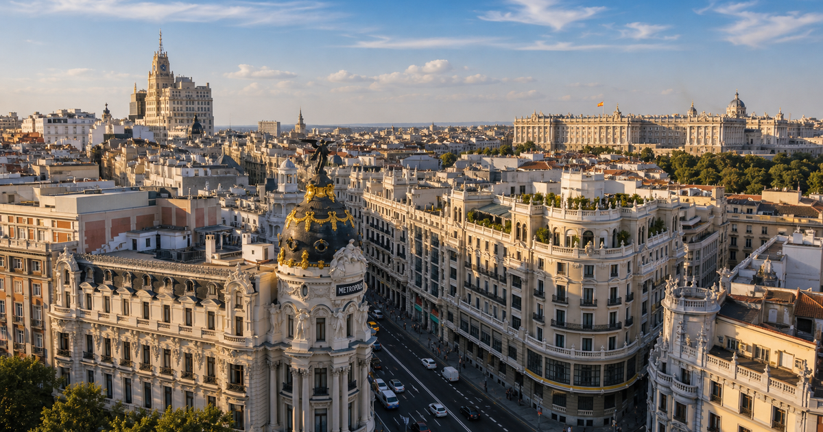 Madrid city waterfront and skyline