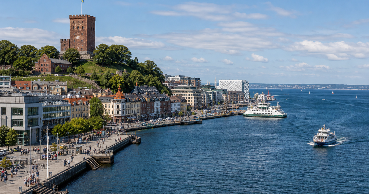 Helsingborg city waterfront and skyline