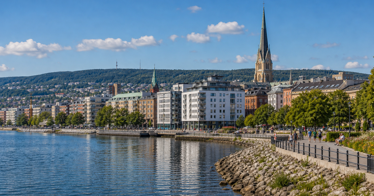 Jönköping city waterfront and skyline