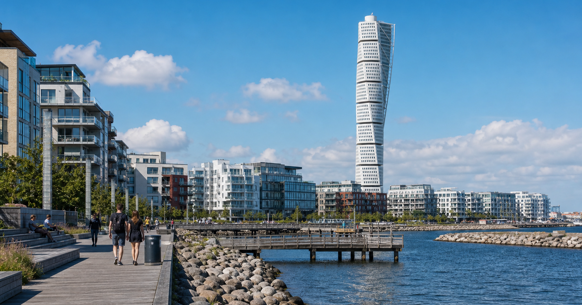 Malmö city waterfront and skyline