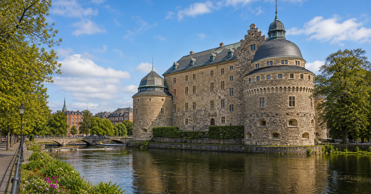 Örebro city waterfront and skyline
