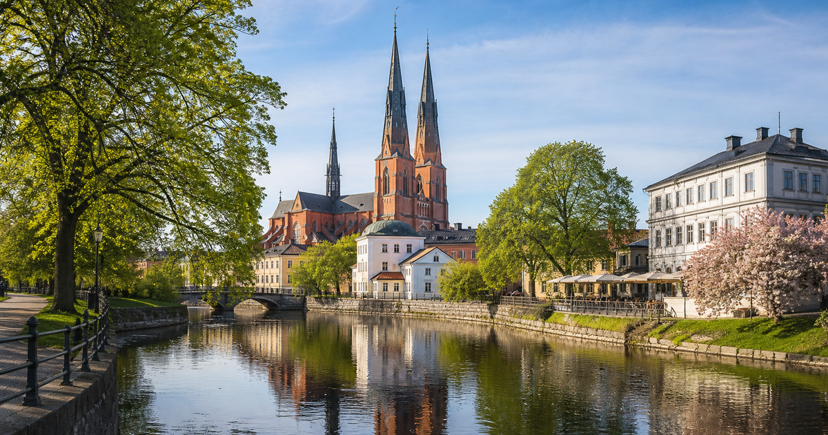 Uppsala city waterfront and skyline