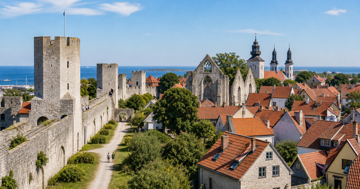 Visby city waterfront and skyline