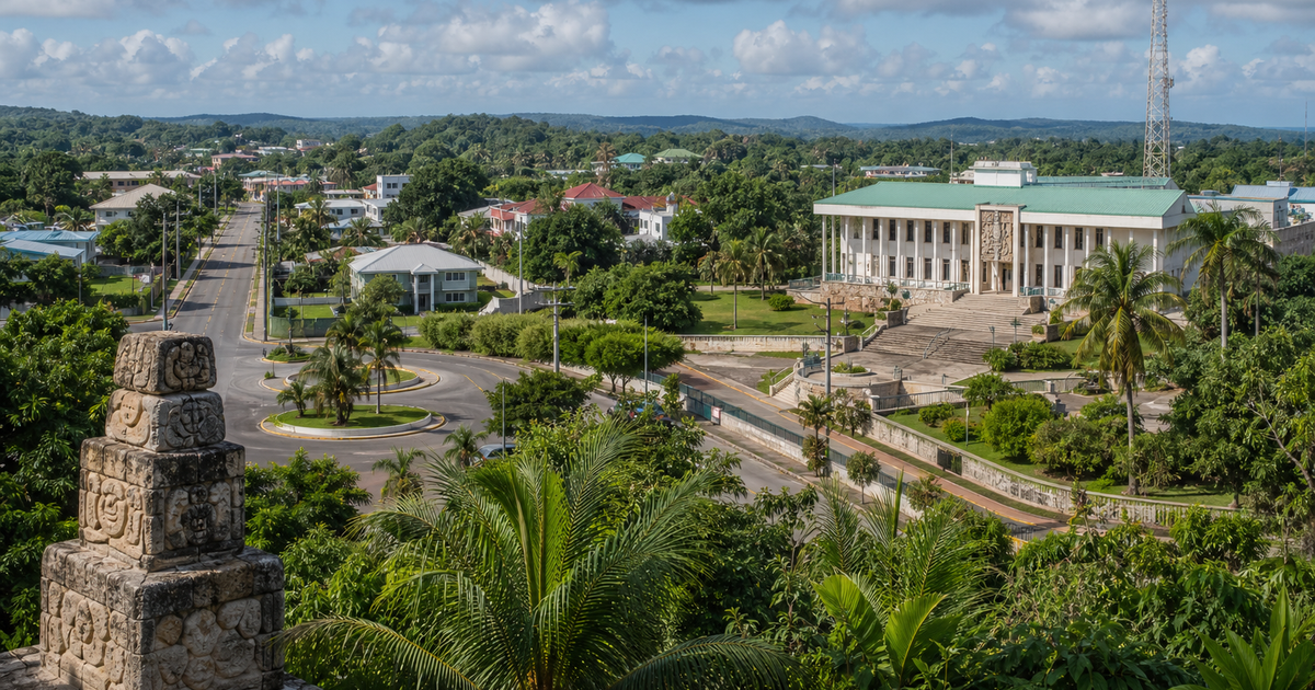 Belmopan city waterfront and skyline