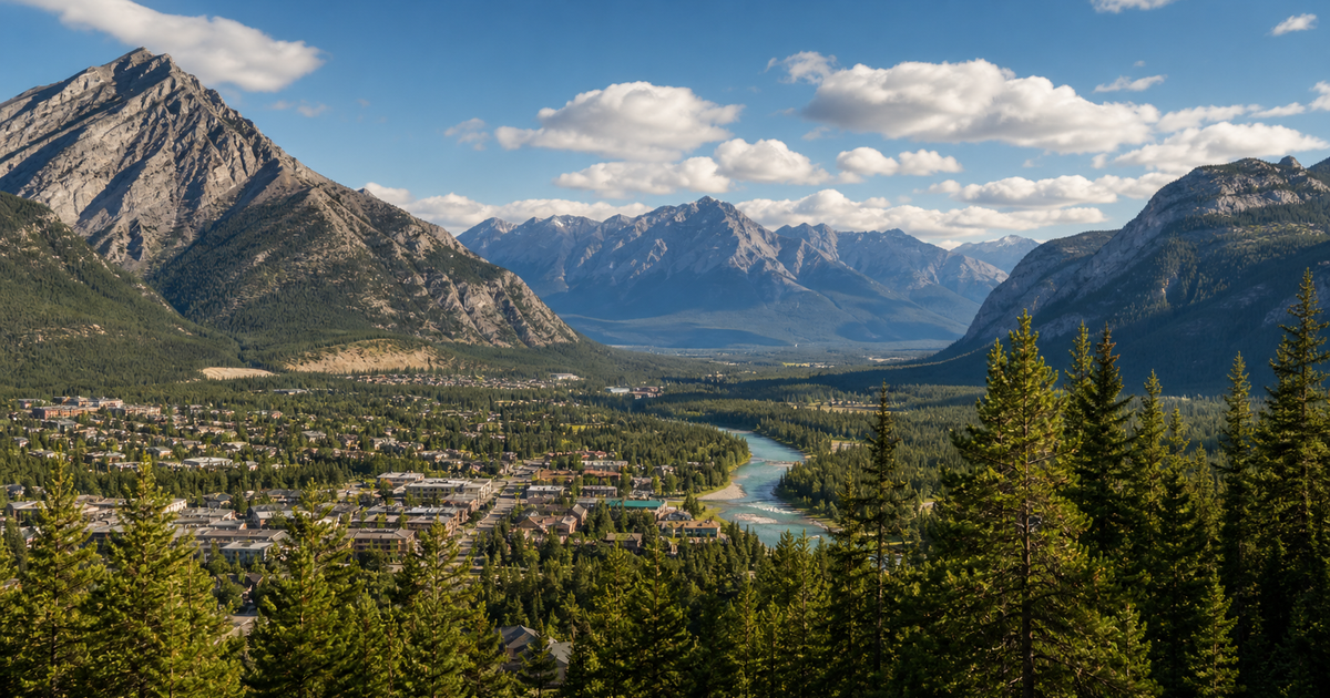 Banff city waterfront and skyline