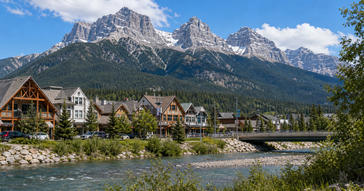 Canmore city waterfront and skyline