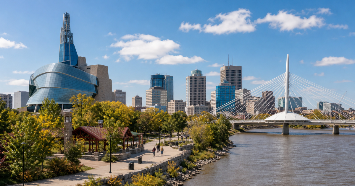 Winnipeg city waterfront and skyline