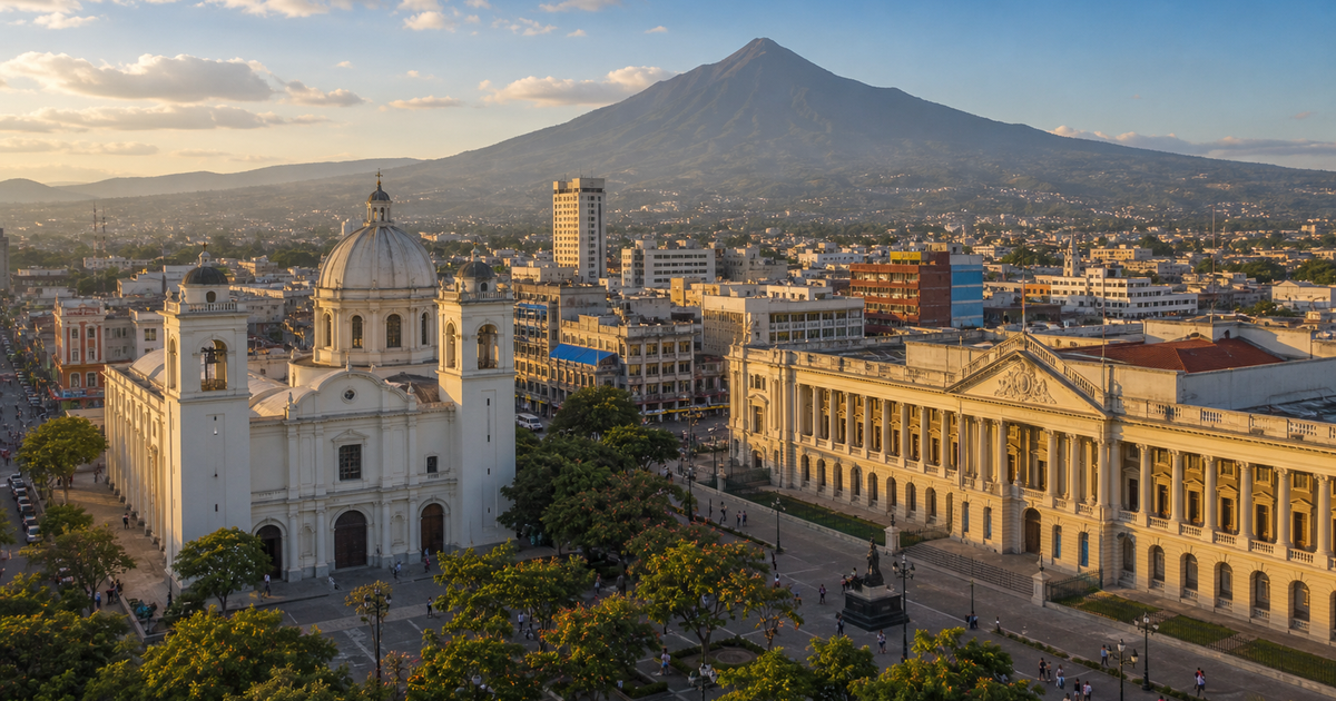San Salvador city waterfront and skyline