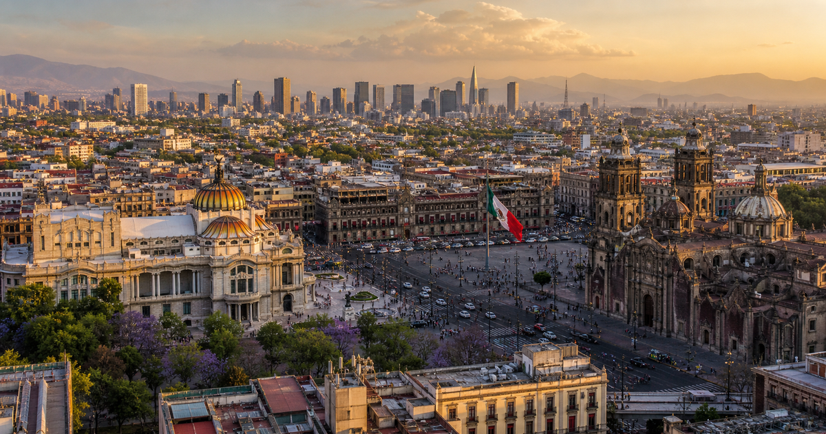 Mexico City city waterfront and skyline
