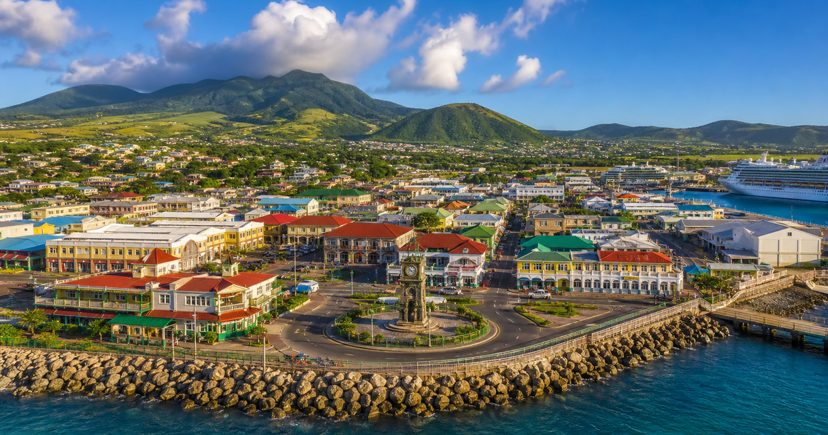 Basseterre city waterfront and skyline