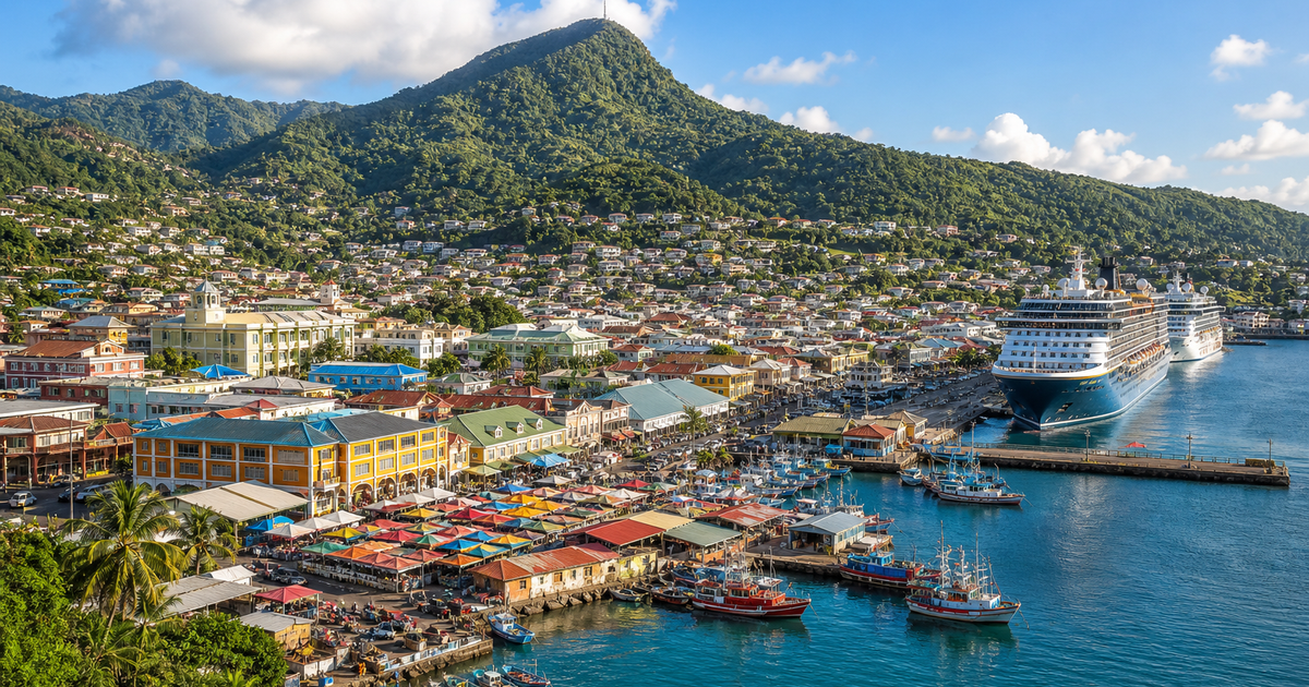 Castries city waterfront and skyline