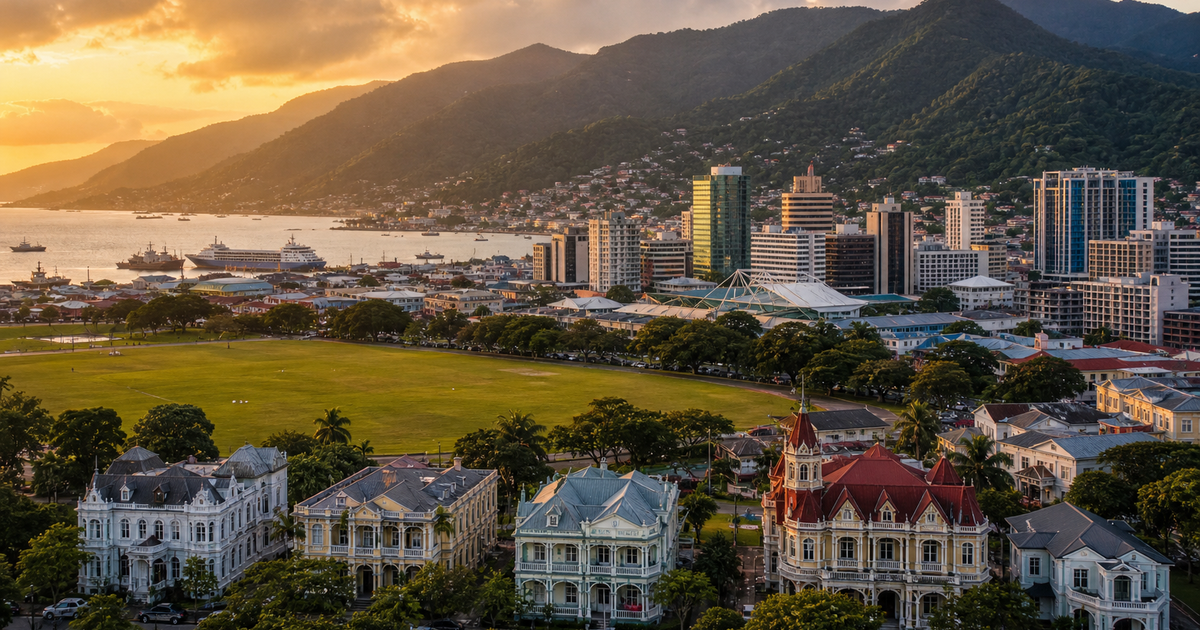 Port of Spain city waterfront and skyline