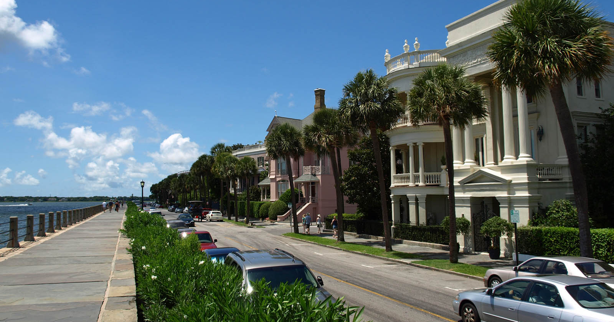 Charleston city waterfront and skyline