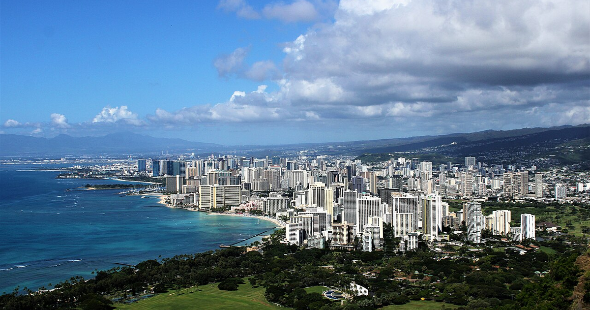 Honolulu city waterfront and skyline