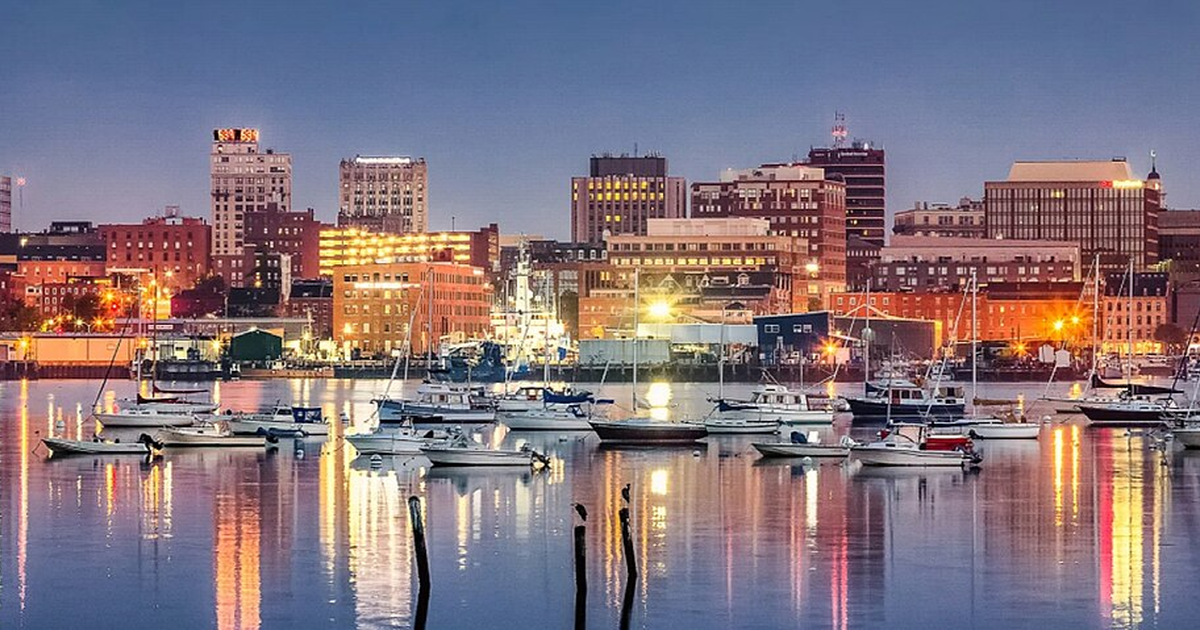 Portland, Maine city waterfront and skyline