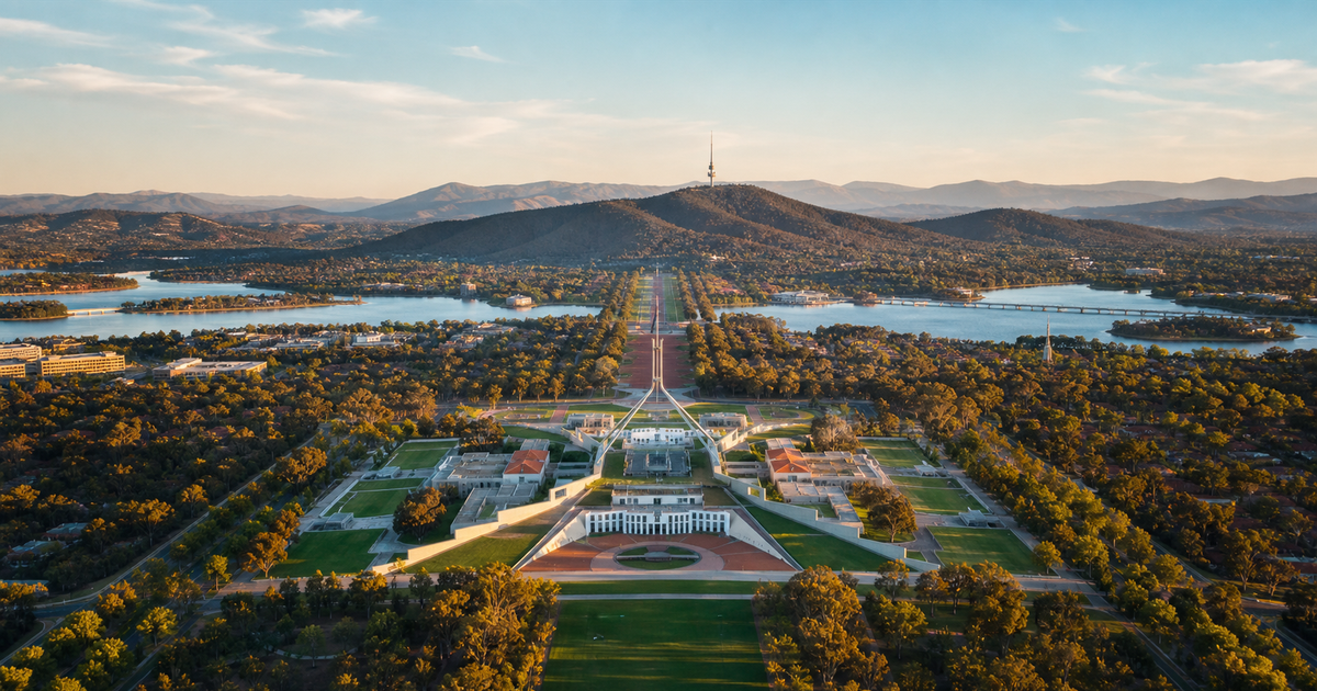 Canberra city waterfront and skyline