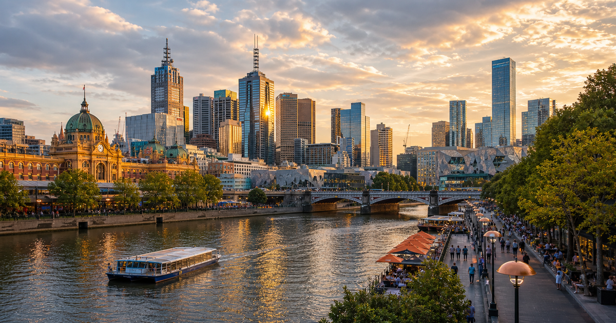 Melbourne city waterfront and skyline