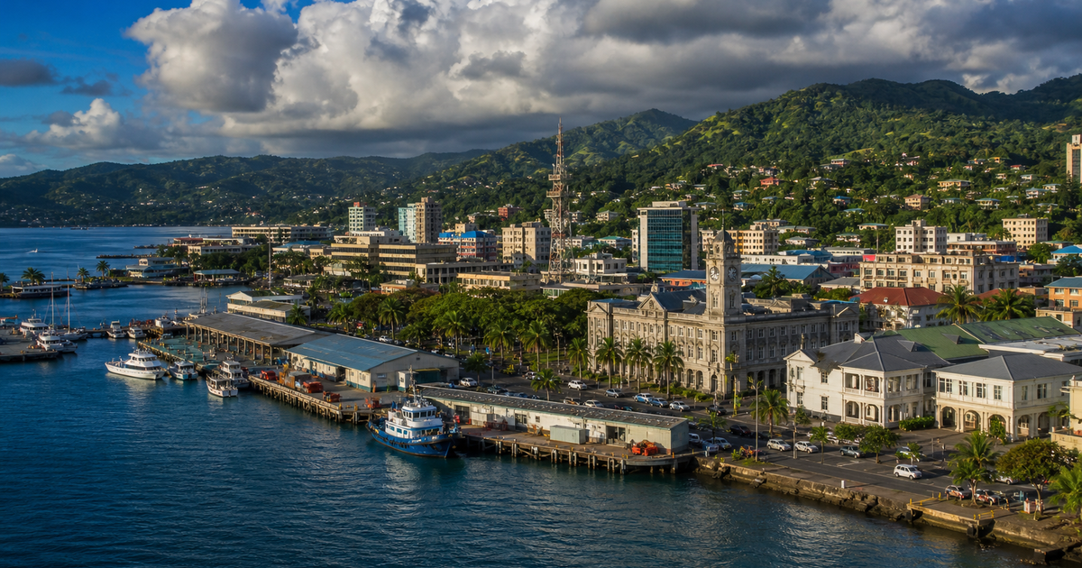 Suva city waterfront and skyline