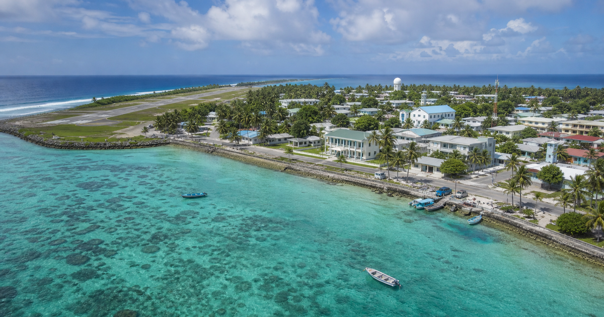 Funafuti city waterfront and skyline