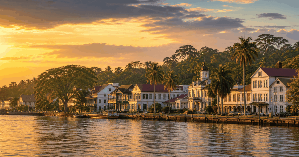 Paramaribo city waterfront and skyline